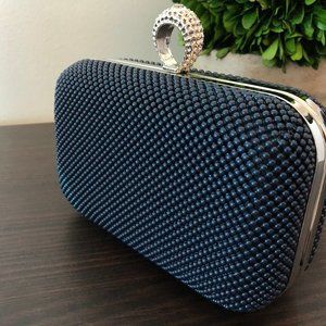 Jessica McClintock Navy Mesh Clutch
